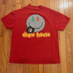 drew house Red Kids Tee with Smiley Face